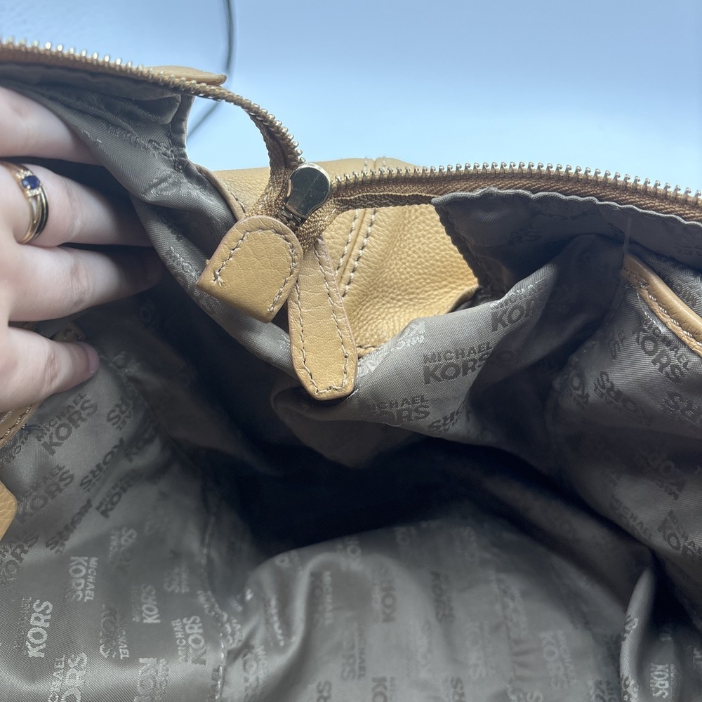 Michael Kors Hudson Downtown Leather Tote Large Shoulder Bag Light Brown Purse - Picture 16 of 16